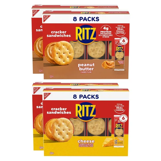 Nabisco RITZ Peanut Butter & Cheese Sandwich Crackers Variety Pack, 32 snack packs