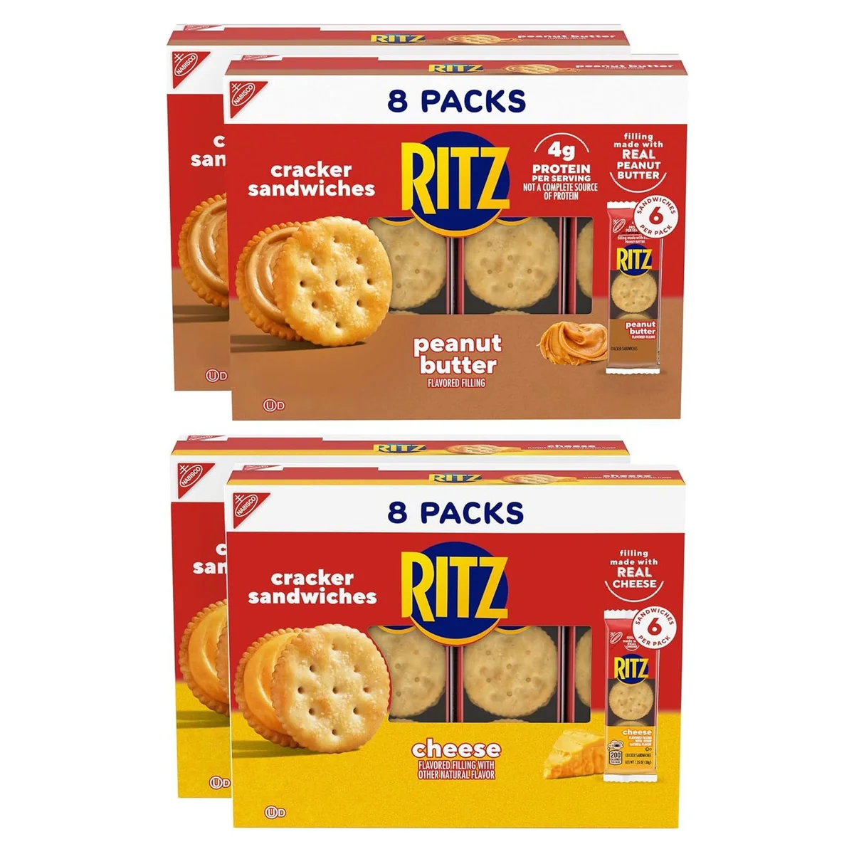 Nabisco RITZ Peanut Butter & Cheese Sandwich Crackers Variety Pack, 32 snack packs, photo 1 of 4