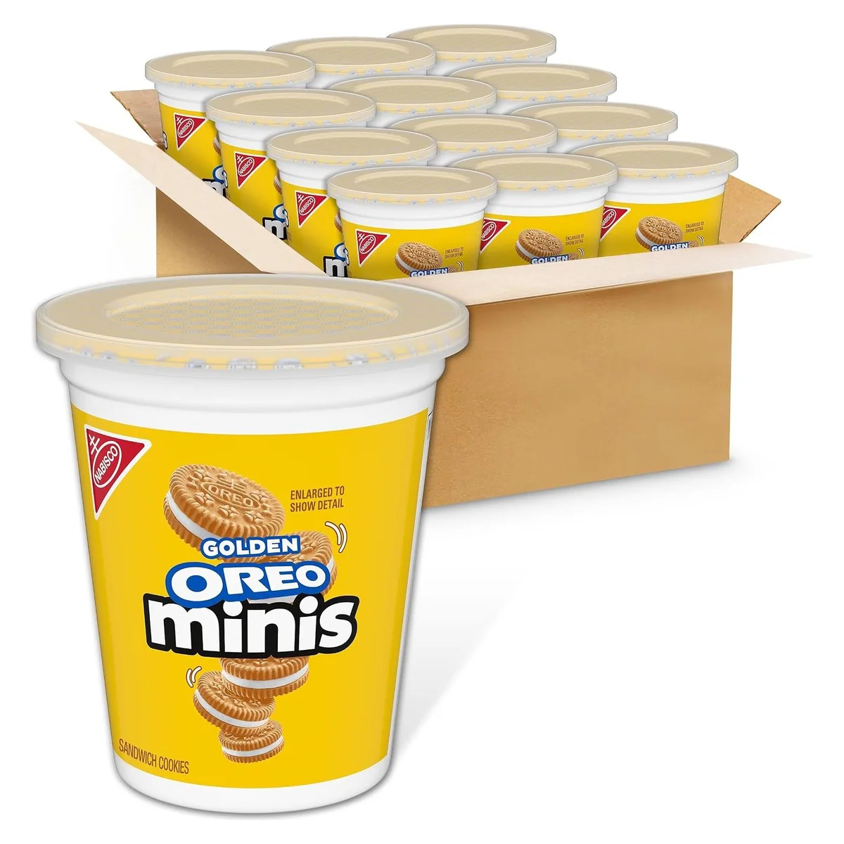 Nabisco OREO Minis Golden Sandwich Cookies, 12 snack cups, 3.5 oz each, photo 1 of 6