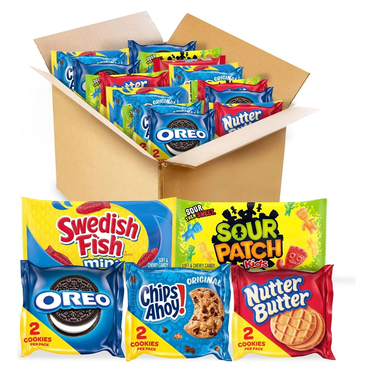 Nabisco OREO, CHIPS AHOY!, Nutter Butter, SOUR PATCH KIDS & SWEDISH FISH Candy & Cookies Variety Pack, 40 snack packs, photo 1 of 5