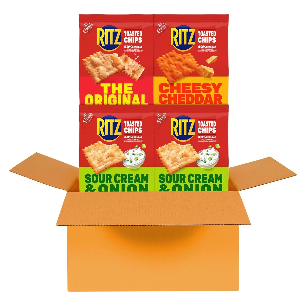 Nabisco RITZ Toasted Chips Variety Pack, 4 × 8.1 oz bags, 3 kinds, photo 1 of 5
