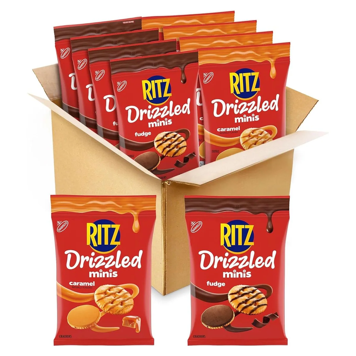 Nabisco RITZ Drizzled Minis Sweet and Salty Crackers Variety Pack, 8 bags, photo 1 of 5