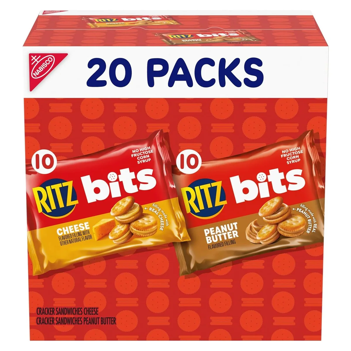 Nabisco RITZ Bits Peanut Butter & Cheese Sandwich Crackers Variety Pack, 20 snack packs, photo 1 of 5