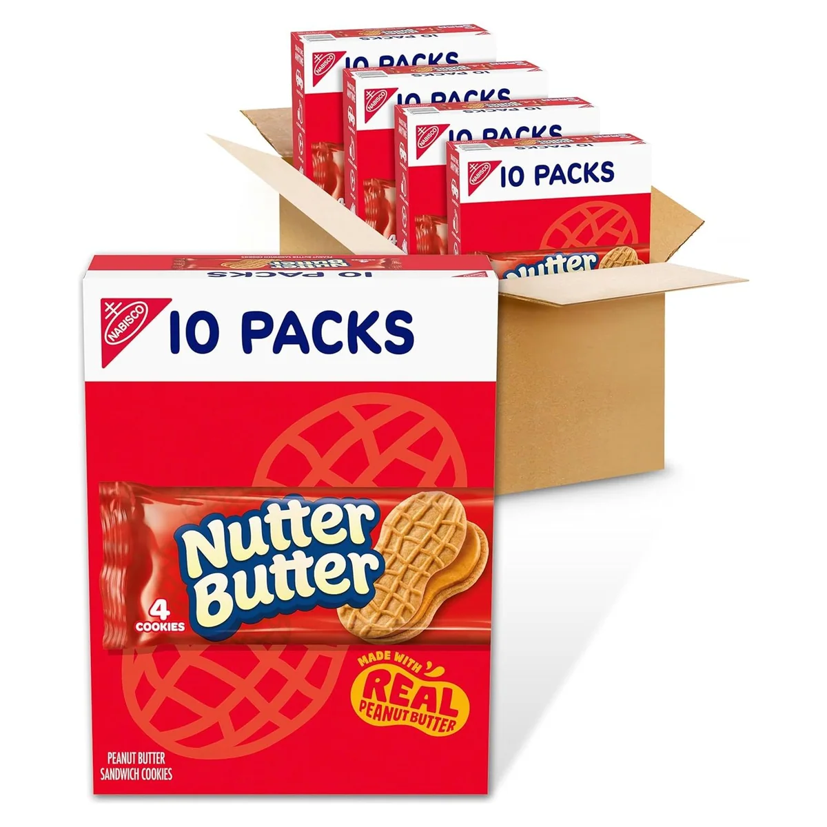 Nabisco NUTTER BUTTER Peanut Butter Sandwich Cookies, 40 snack packs, 4 cookies each, photo 1 of 6