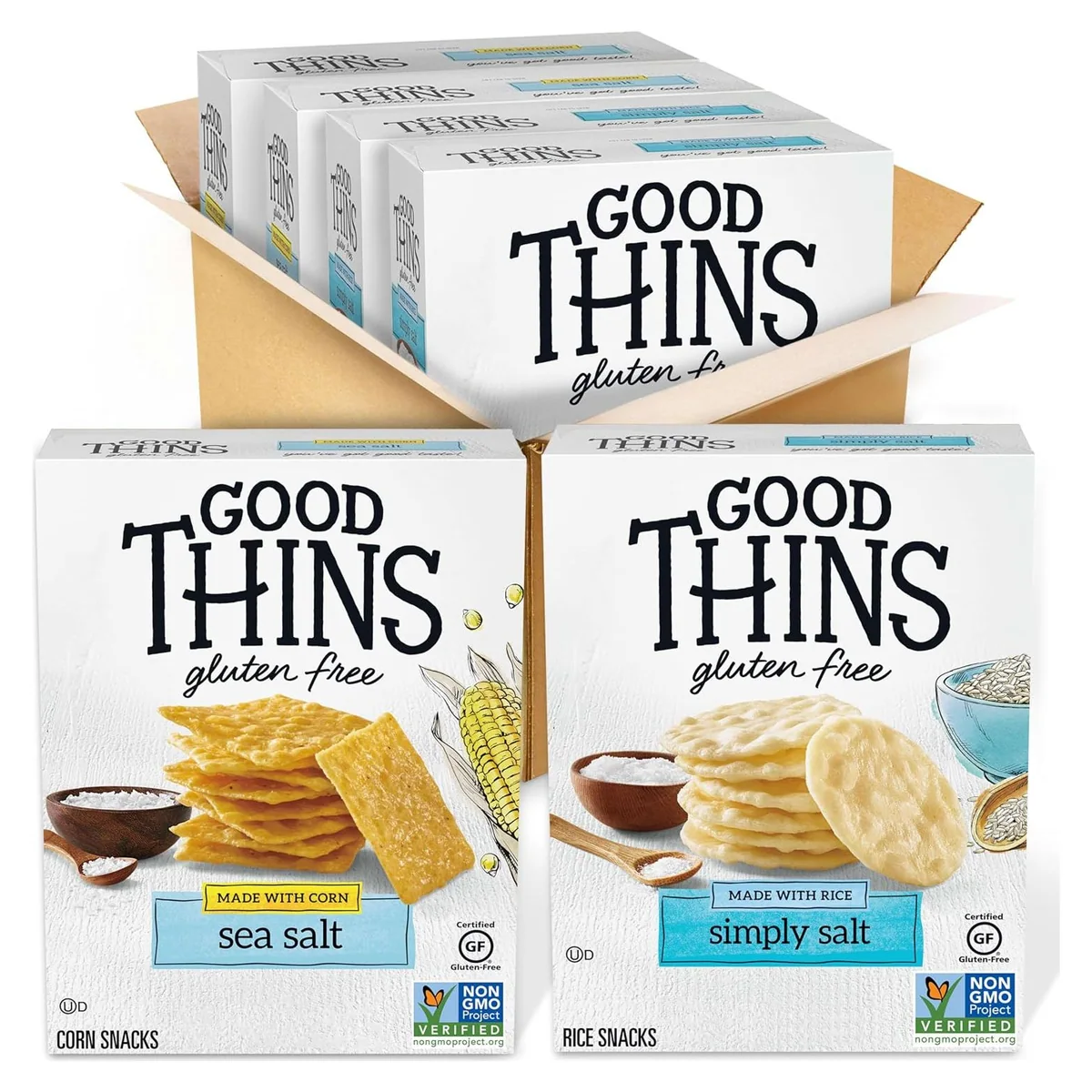 Nabisco GOOD THINS Rice & Corn Snacks Gluten Free Crackers Variety Pack, 4 boxes, photo 1 of 5