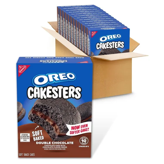 Nabisco OREO Cakesters Double Chocolate Soft Snack Cakes, 60 snack packs