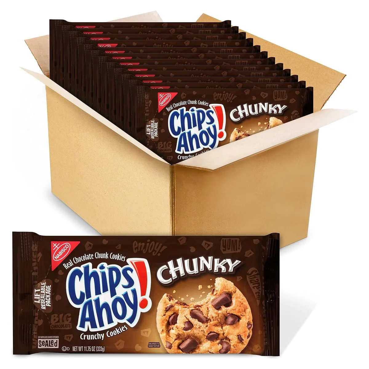 Nabisco CHIPS AHOY! Chunky Chocolate Chip Cookies, 12 × 11.75 oz packs, photo 1 of 5