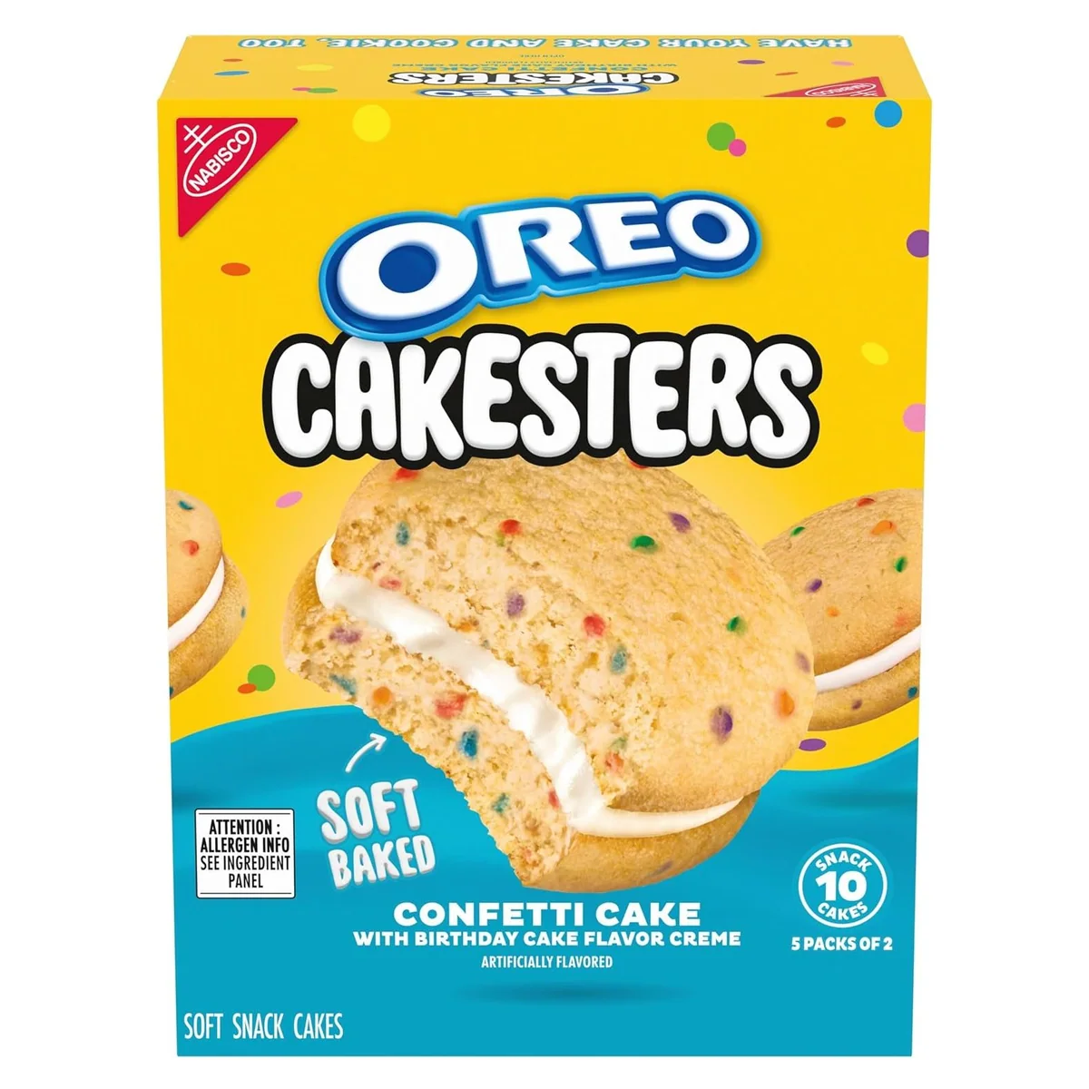 Nabisco OREO Cakesters Confetti Cake Soft Snack Cakes, 5 snack packs, 2.02 oz each, photo 1 of 5