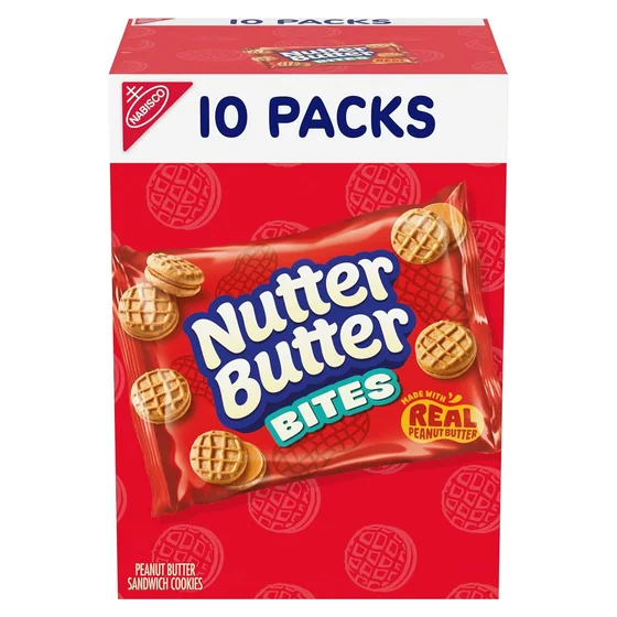 Nabisco NUTTER BUTTER Bites Peanut Butter Sandwich Cookies, 10 snack packs
