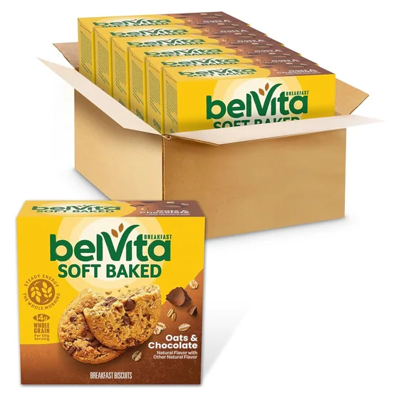 Nabisco belVita Soft Baked Breakfast Bars, Oats & Chocolate, 30 packs, 1 biscuit each