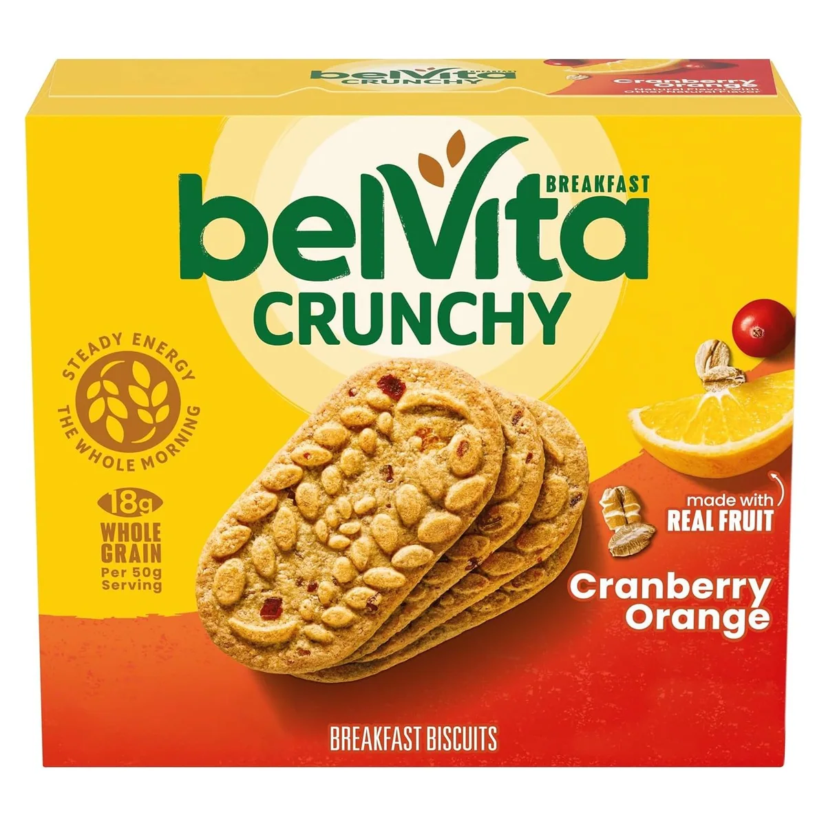 Nabisco belVita Breakfast Bars Biscuits, Cranberry Orange, 5 packs, 4 biscuits each, photo 1 of 6