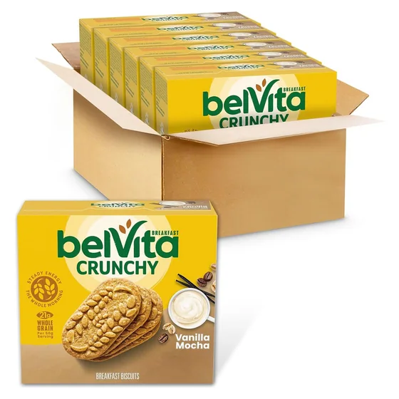 Nabisco belVita Breakfast Bars Biscuits, Vanilla Mocha, 30 packs, 4 biscuits each