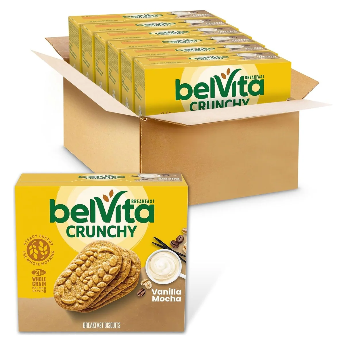 Nabisco belVita Breakfast Bars Biscuits, Vanilla Mocha, 30 packs, 4 biscuits each, photo 1 of 6
