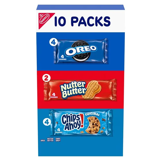 Nabisco Nabisco Cookies Variety Pack, OREO, NUTTER BUTTER, CHIPS AHOY!, 10 snack packs