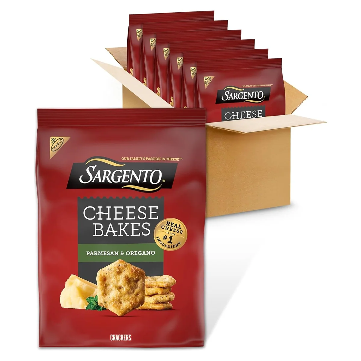 Nabisco Sargento Cheese Bakes Parmesan & Oregano Crackers, 6 × 4.5 oz bags, photo 1 of 5