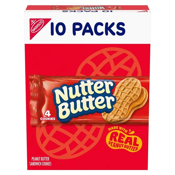 Nabisco NUTTER BUTTER Peanut Butter Sandwich Cookies, 10 snack packs, 4 cookies each