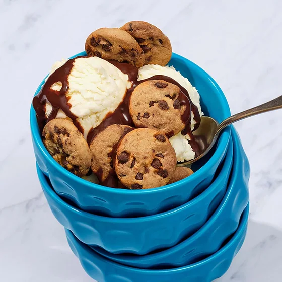 CHIPS AHOY! cookies over a bowl of ice cream