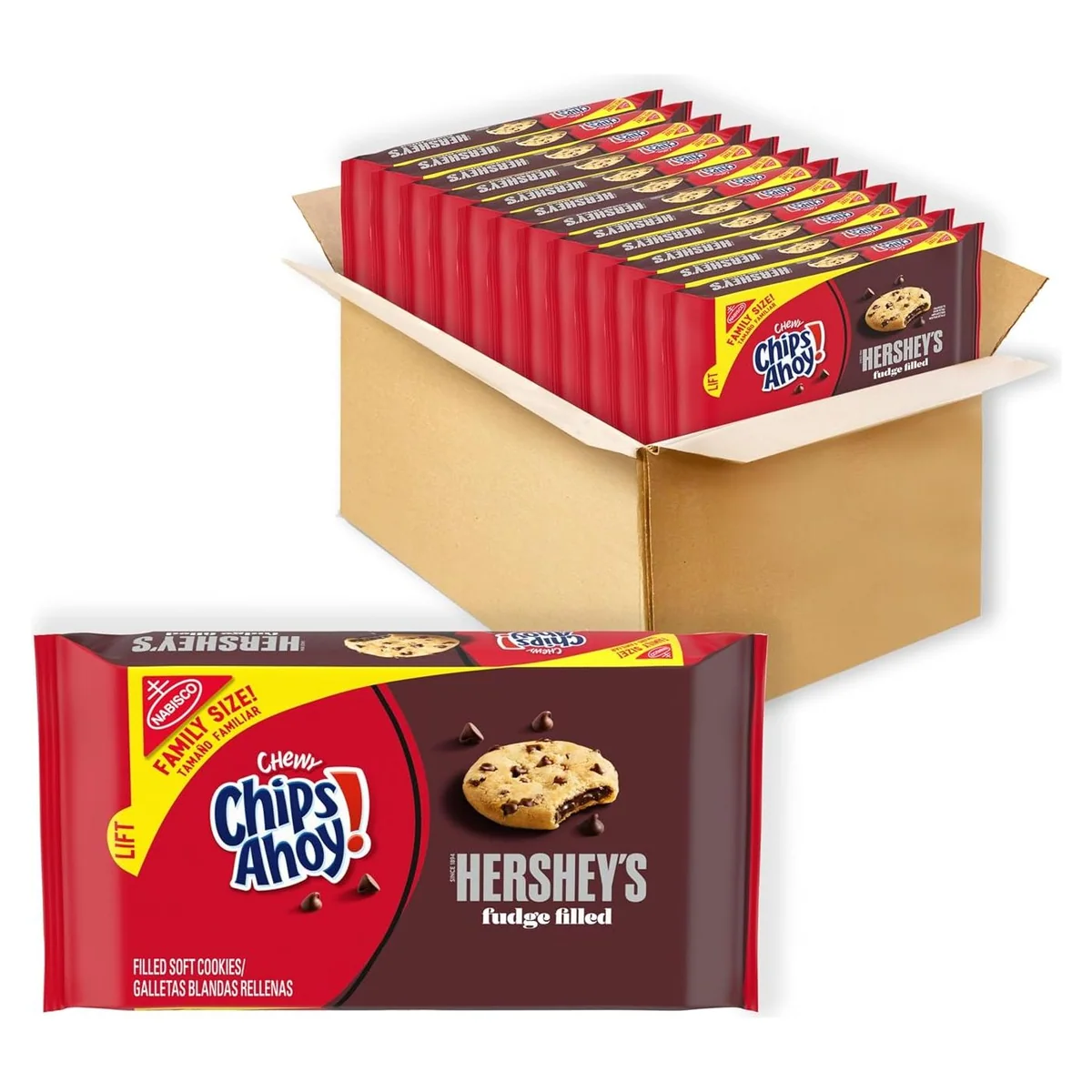 Nabisco CHIPS AHOY! Chewy Hershey's Fudge Filled Soft Cookies, 12 × 14.85 oz packs, photo 1 of 6